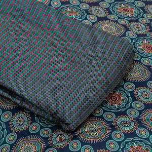 Blue Color Modal Satin Digital Printed Set (5 Mtr.)