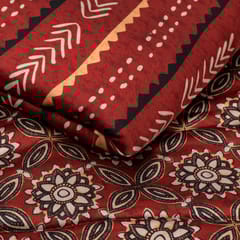 Maroon Color Modal Satin Digital Printed Set (5 Mtr.)