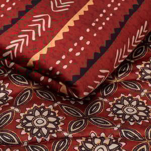 Maroon Color Modal Satin Digital Printed Set (5 Mtr.)