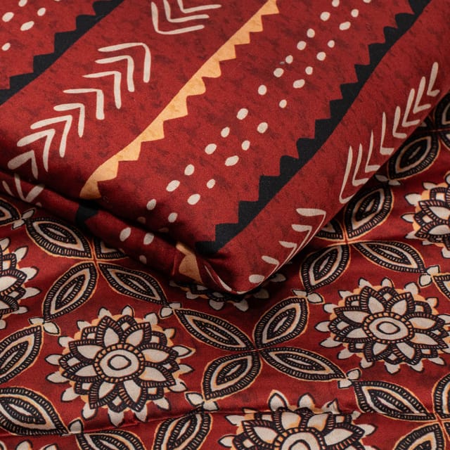 Maroon Color Modal Satin Digital Printed Set (5 Mtr.)