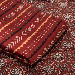 Maroon Color Modal Satin Digital Printed Set (5 Mtr.)