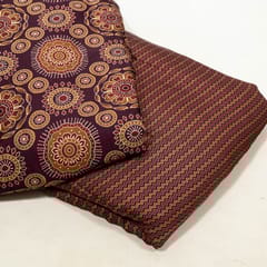 Purple Color Modal Satin Digital Printed Set (5 Mtr.)