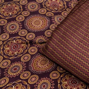 Purple Color Modal Satin Digital Printed Set (5 Mtr.)