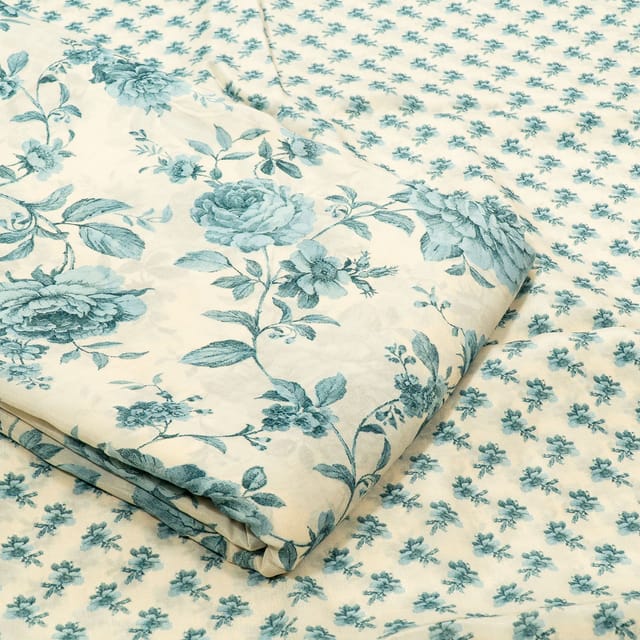 Blue Color Bamber Crepe Digital Printed Set (5 Mtr.)