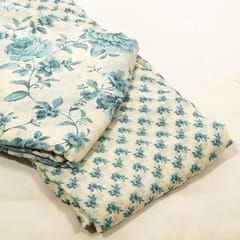 Blue Color Bamber Crepe Digital Printed Set (5 Mtr.)