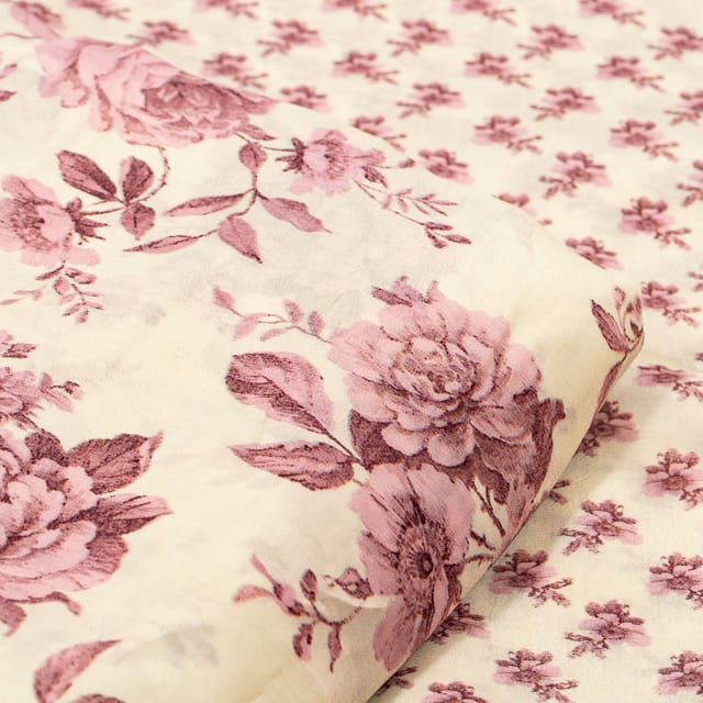 Mauve Color Bamber Crepe Digital Printed Set (5 Mtr.)