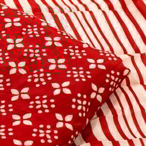 Red Color Bamber Crepe Digital Printed Set (5 Mtr.)