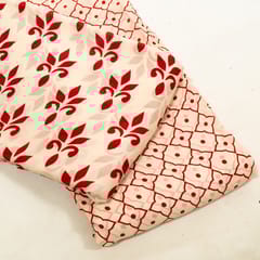 Red Color Bamber Crepe Digital Printed Set (5 Mtr.)