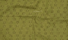 Olive Green five hole pentagon Pattern Schiffli Embroidered Fabric
