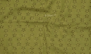 Olive Green five hole pentagon Pattern Schiffli Embroidered Fabric