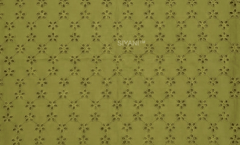 Olive Green five hole pentagon Pattern Schiffli Embroidered Fabric