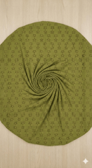 Olive Green five hole pentagon Pattern Schiffli Embroidered Fabric