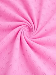 Powder pink floral Pattern Schiffli Embroidered Fabric