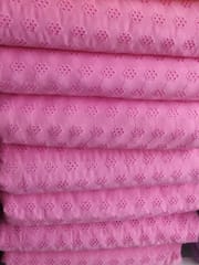 Powder pink floral Pattern Schiffli Embroidered Fabric