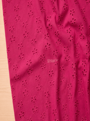 Majanta pink five hole pentagon Pattern Schiffli Embroidered Fabric