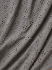 Grey Five hole pentagon Pattern Schiffli Embroidered Fabric