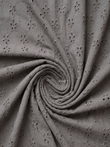 Grey Five hole pentagon Pattern Schiffli Embroidered Fabric