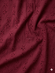 Maroon five hole pentagon Pattern Schiffli Embroidered Fabric