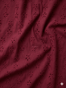 Maroon five hole pentagon Pattern Schiffli Embroidered Fabric