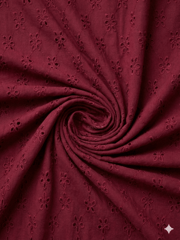 Maroon five hole pentagon Pattern Schiffli Embroidered Fabric