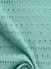 Seagreen six hole Pattern Schiffli Embroidered Fabric