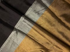 Black & Gold Stripes Pure Silk Tissue Fabric