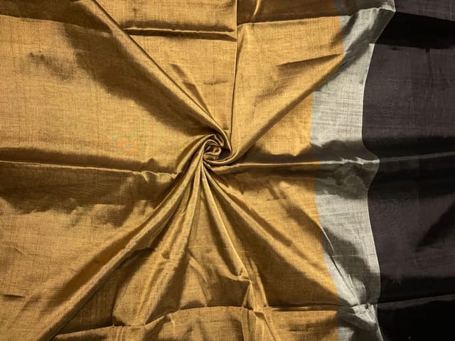 Black & Gold Stripes Pure Silk Tissue Fabric
