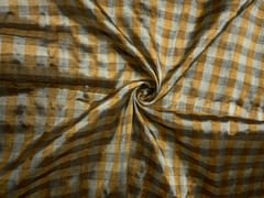 Gold & Silver Checks Pure Silk Tissue Fabric
