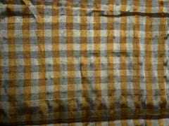 Gold & Silver Checks Pure Silk Tissue Fabric