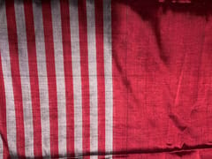 Dark Maroon Silver Stripes Pure Silk Tissue Fabric