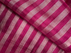 Magenta & Silver Stripes Pure Silk Tissue Fabric