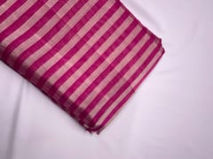 Magenta & Silver Stripes Pure Silk Tissue Fabric