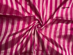 Magenta & Silver Stripes Pure Silk Tissue Fabric