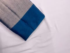 Teal Blue & Silver Pure Tissue Fabric