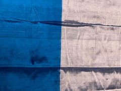Teal Blue & Silver Pure Tissue Fabric