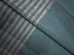Sea Green & Gold Silver Stripes Pure Silk Tissue Fabric