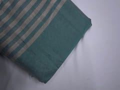 Sea Green & Gold Silver Stripes Pure Silk Tissue Fabric