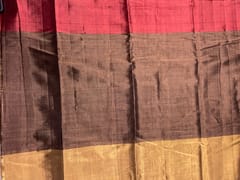 Brown & Gold Pure Silk Tissue Fabric