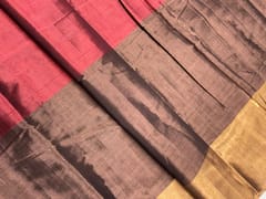 Brown & Gold Pure Silk Tissue Fabric