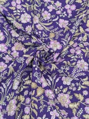 Purple Colour Crepe Silk Position Print With Zari Work