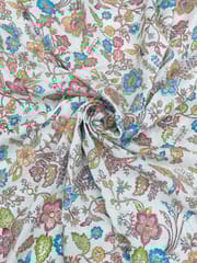 Off-White Colour Crepe Silk  Position Printed Fabric