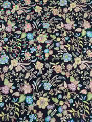 Black Colour Crepe Silk  Position Printed Fabric
