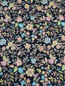 Black Colour Crepe Silk  Position Printed Fabric