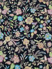 Black Colour Crepe Silk  Position Printed Fabric