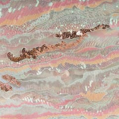 Multi Colour Net Multi Colour Sequins Embroidered Fabric