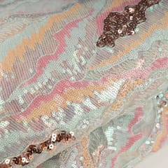 Multi Colour Net Multi Colour Sequins Embroidered Fabric