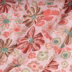 Red Color Pure Viscose Chinon Printed Fabric