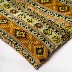 Yellow Color Viscose Silk Geometric Printed Fabric