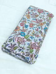 Off-White Colour Crepe Silk  Position Printed Fabric