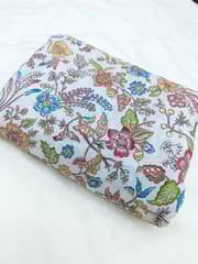 Off-White Colour Crepe Silk  Position Printed Fabric